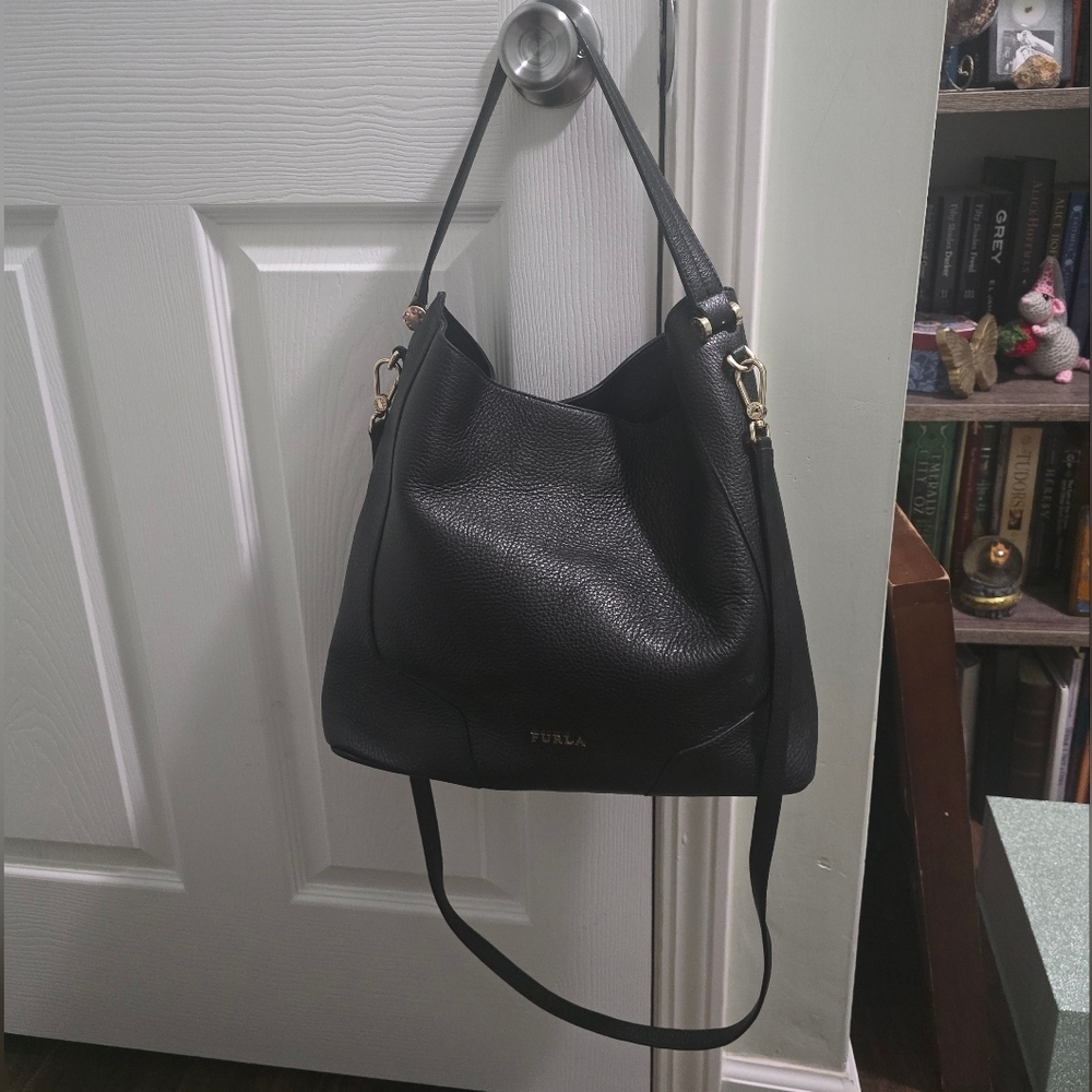 Furla | Michelle Leather Hobo Bag Crossbody Shoulder Purse - Picture 3 of 8